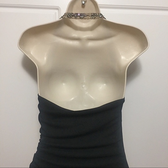 David Meister Black Ruched Halter Dress - Picture 5 of 9